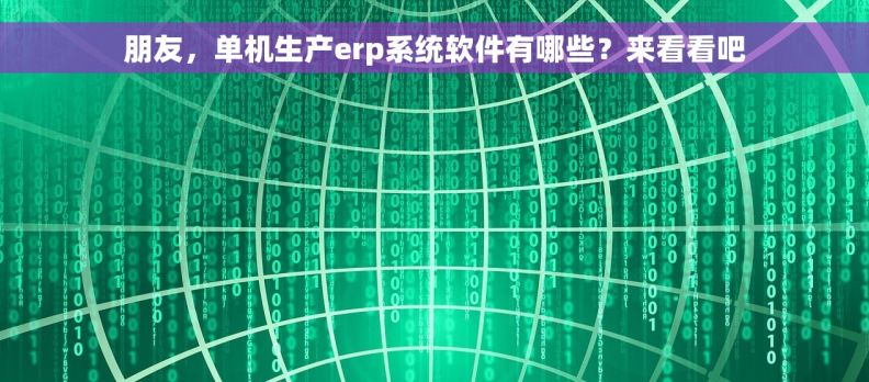 朋友，单机生产erp系统软件有哪些？来看看吧