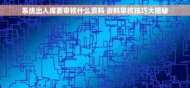 系统出入库要审核什么资料 资料审核技巧大揭秘