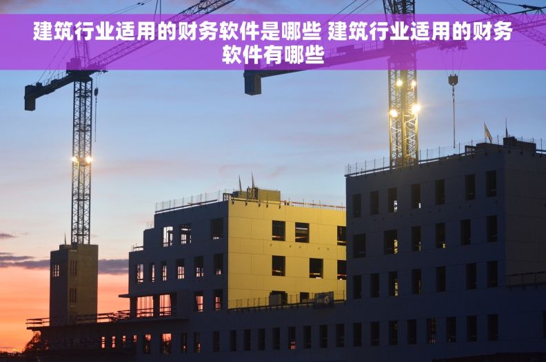 建筑行业适用的财务软件是哪些 建筑行业适用的财务软件有哪些