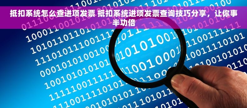 抵扣系统怎么查进项发票 抵扣系统进项发票查询技巧分享，让你事半功倍