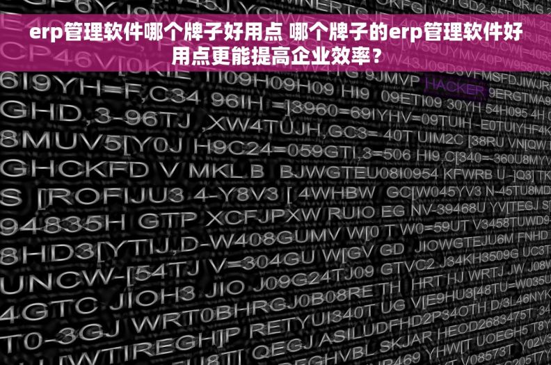 erp管理软件哪个牌子好用点 哪个牌子的erp管理软件好用点更能提高企业效率？