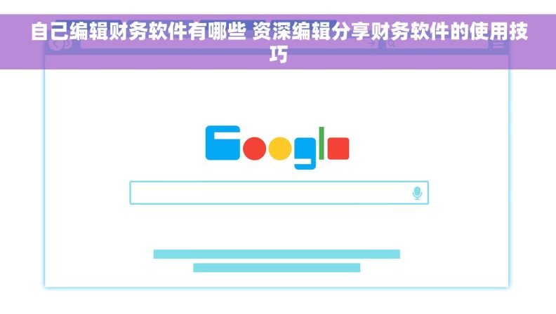 自己编辑财务软件有哪些 资深编辑分享财务软件的使用技巧