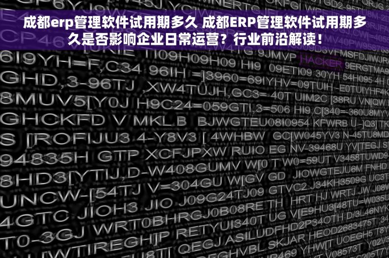 成都erp管理软件试用期多久 成都ERP管理软件试用期多久是否影响企业日常运营？行业前沿解读！