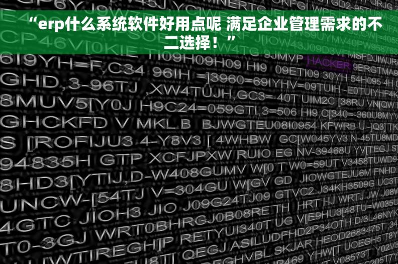 “erp什么系统软件好用点呢 满足企业管理需求的不二选择！”