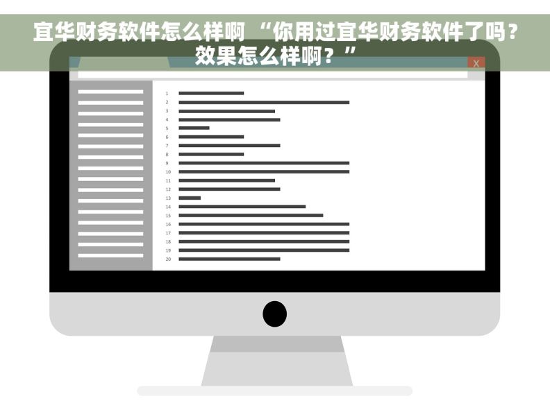宜华财务软件怎么样啊 “你用过宜华财务软件了吗？效果怎么样啊？”