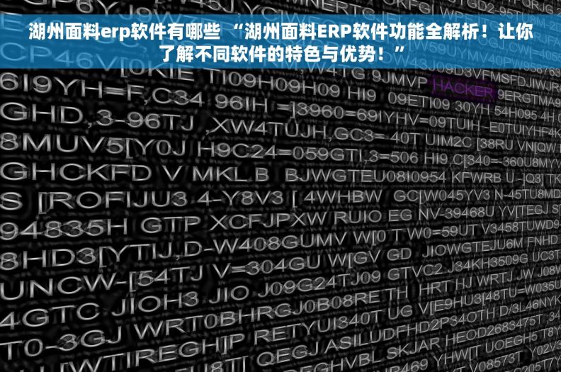 湖州面料erp软件有哪些 “湖州面料ERP软件功能全解析！让你了解不同软件的特色与优势！”