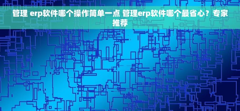 管理 erp软件哪个操作简单一点 管理erp软件哪个最省心？专家推荐