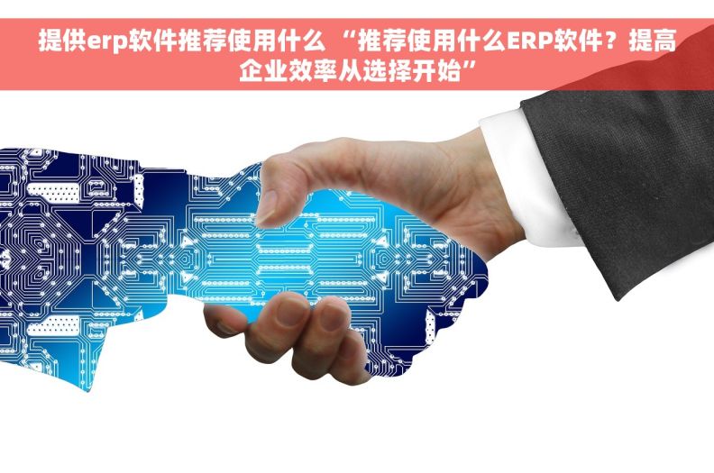 提供erp软件推荐使用什么 “推荐使用什么ERP软件？提高企业效率从选择开始”