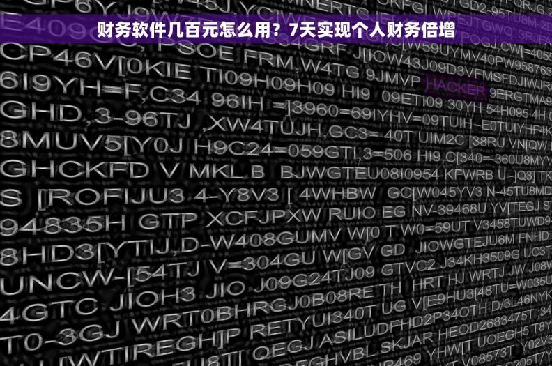财务软件几百元怎么用？7天实现个人财务倍增