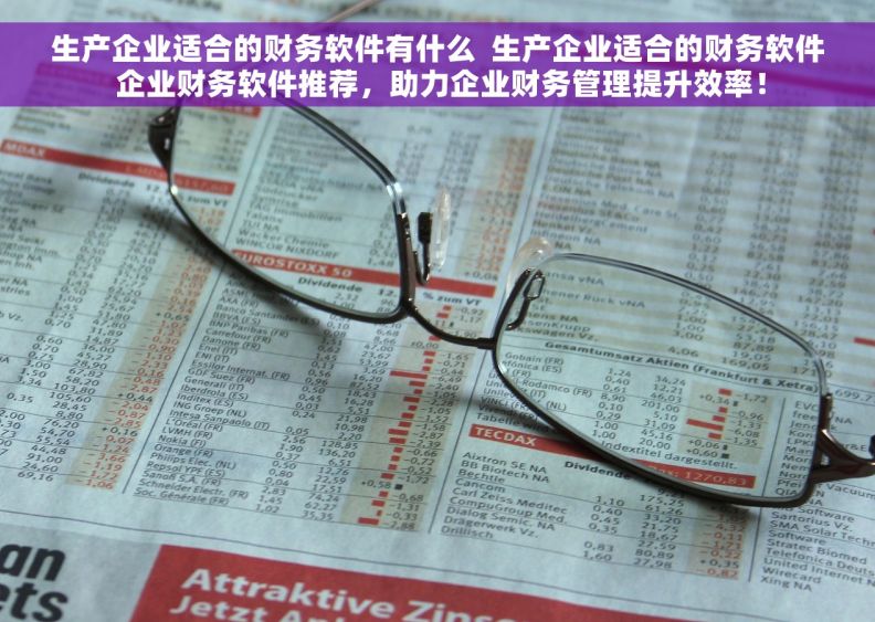 生产企业适合的财务软件有什么  生产企业适合的财务软件 企业财务软件推荐，助力企业财务管理提升效率！