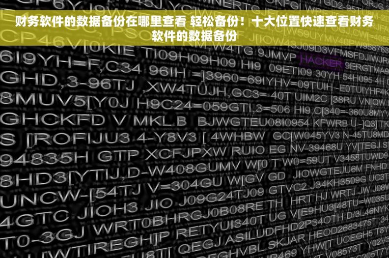 财务软件的数据备份在哪里查看 轻松备份！十大位置快速查看财务软件的数据备份