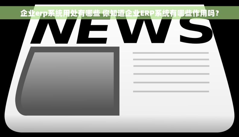 企业erp系统用处有哪些 你知道企业ERP系统有哪些作用吗？