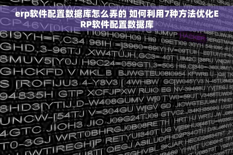 erp软件配置数据库怎么弄的 如何利用7种方法优化ERP软件配置数据库