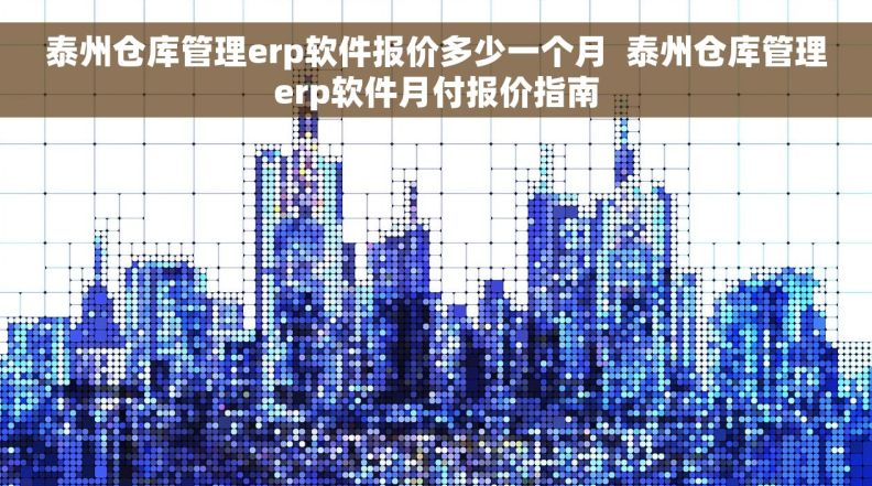 泰州仓库管理erp软件报价多少一个月  泰州仓库管理erp软件月付报价指南