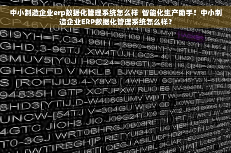 中小制造企业erp数据化管理系统怎么样  智能化生产助手！中小制造企业ERP数据化管理系统怎么样？