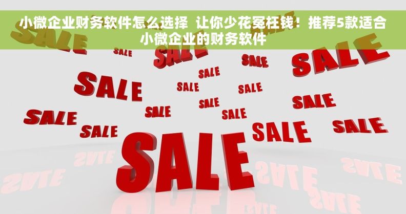 小微企业财务软件怎么选择  让你少花冤枉钱！推荐5款适合小微企业的财务软件