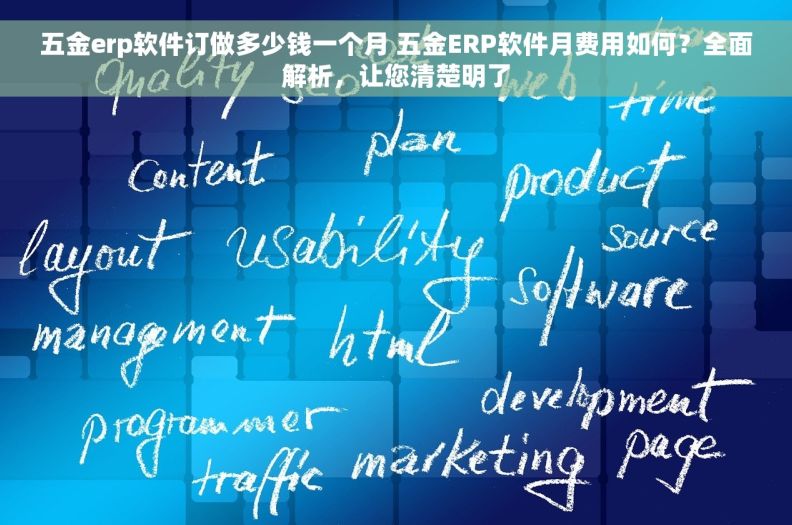 五金erp软件订做多少钱一个月 五金ERP软件月费用如何？全面解析，让您清楚明了
