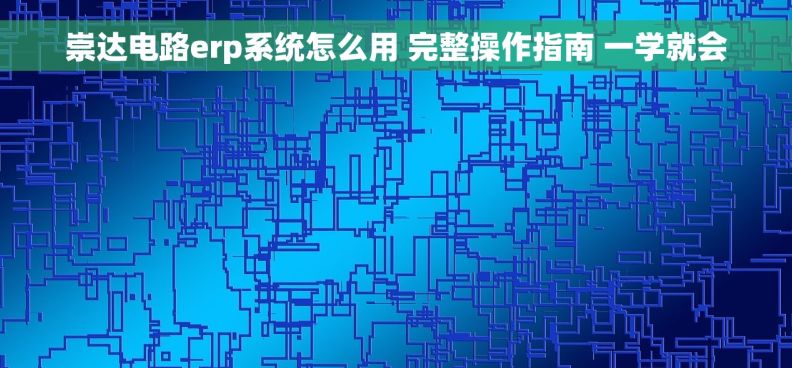 崇达电路erp系统怎么用 完整操作指南 一学就会