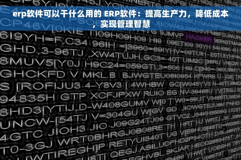 erp软件可以干什么用的 ERP软件：提高生产力，降低成本，实现管理智慧