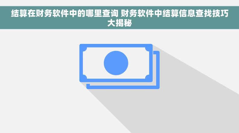 结算在财务软件中的哪里查询 财务软件中结算信息查找技巧大揭秘
