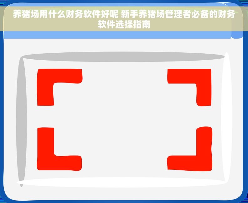 养猪场用什么财务软件好呢 新手养猪场管理者必备的财务软件选择指南