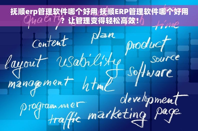 抚顺erp管理软件哪个好用 抚顺ERP管理软件哪个好用？让管理变得轻松高效！