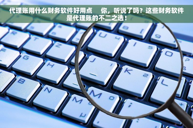 代理账用什么财务软件好用点     你，听说了吗？这些财务软件是代理账的不二之选！