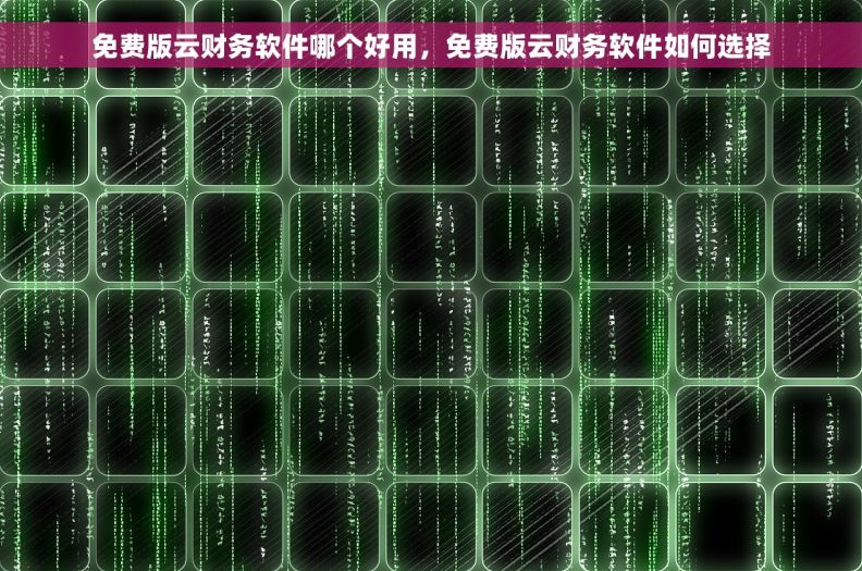 免费版云财务软件哪个好用，免费版云财务软件如何选择