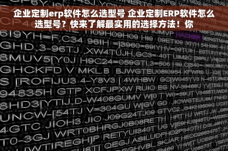 企业定制erp软件怎么选型号 企业定制ERP软件怎么选型号？快来了解最实用的选择方法！你