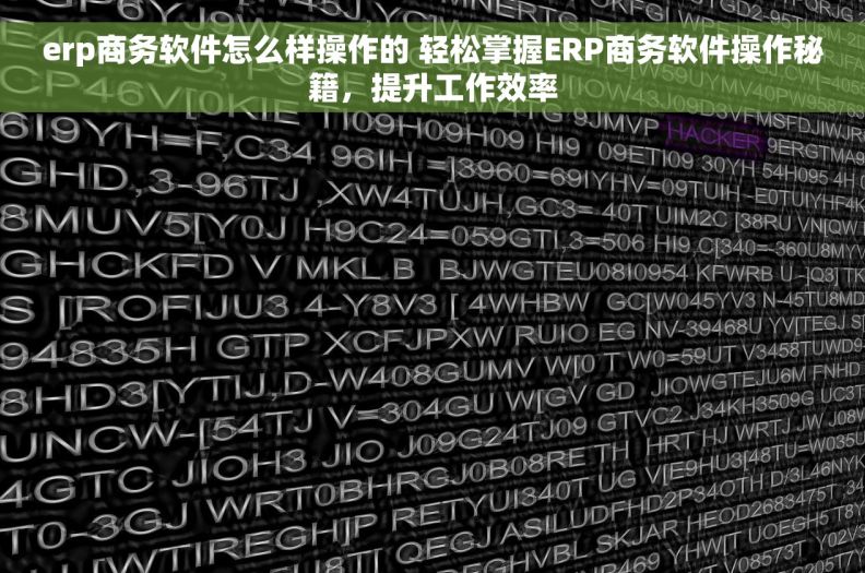 erp商务软件怎么样操作的 轻松掌握ERP商务软件操作秘籍，提升工作效率