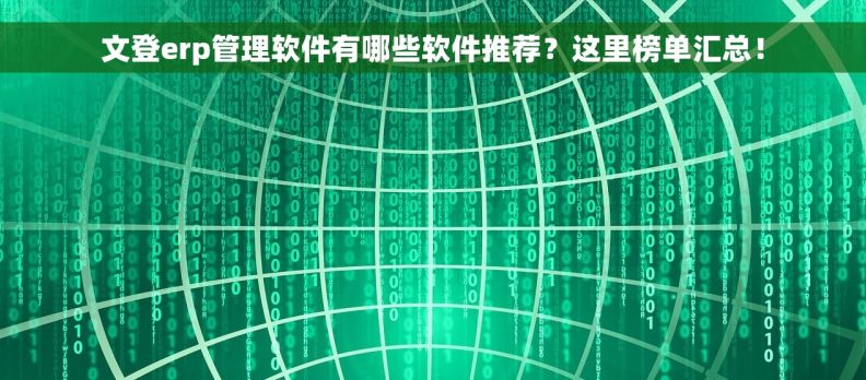 文登erp管理软件有哪些软件推荐？这里榜单汇总！