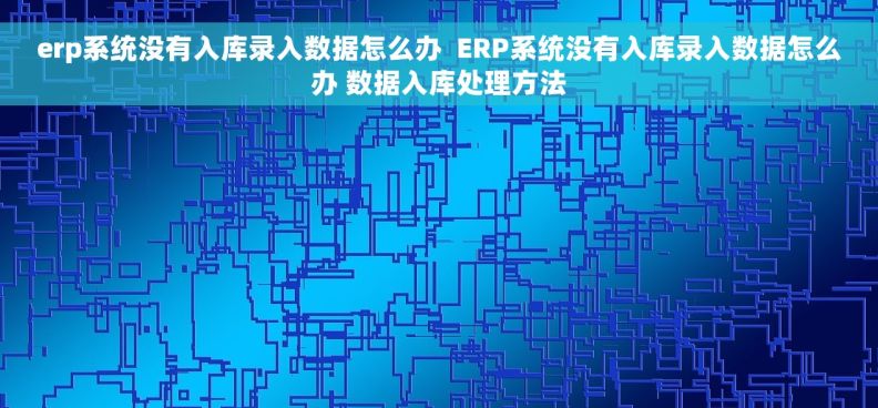 erp系统没有入库录入数据怎么办  ERP系统没有入库录入数据怎么办 数据入库处理方法