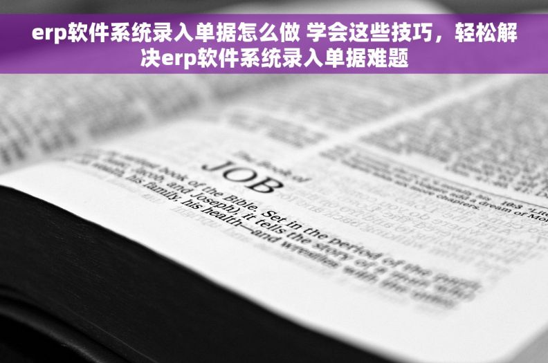 erp软件系统录入单据怎么做 学会这些技巧，轻松解决erp软件系统录入单据难题
