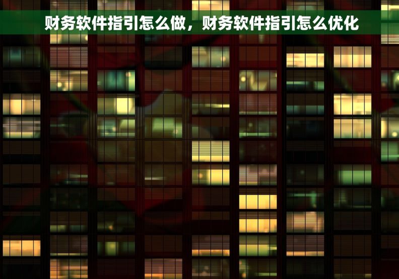  财务软件指引怎么做，财务软件指引怎么优化