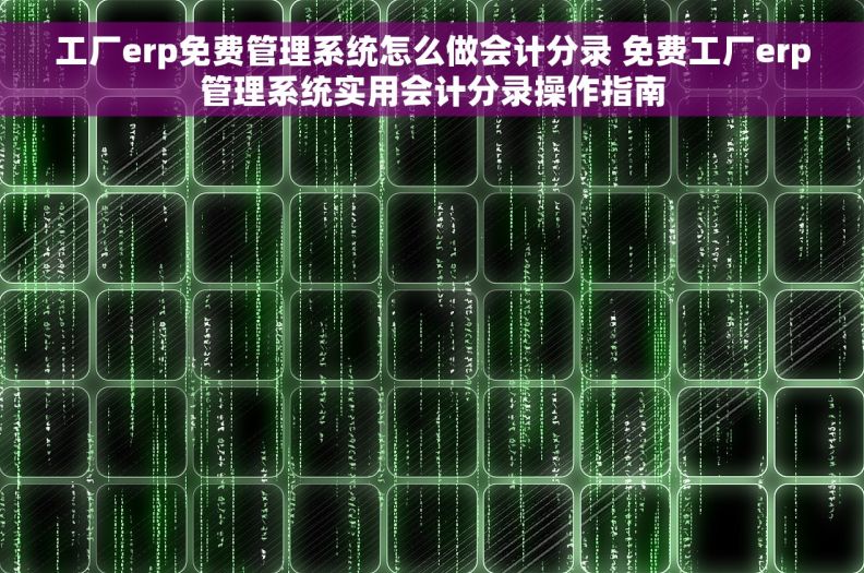 工厂erp免费管理系统怎么做会计分录 免费工厂erp管理系统实用会计分录操作指南