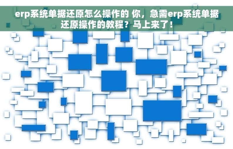 erp系统单据还原怎么操作的 你，急需erp系统单据还原操作的教程？马上来了！