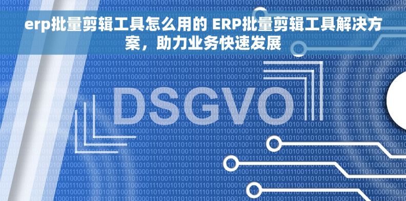 erp批量剪辑工具怎么用的 ERP批量剪辑工具解决方案，助力业务快速发展
