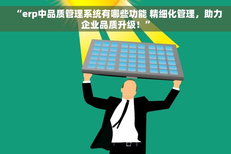 “erp中品质管理系统有哪些功能 精细化管理，助力企业品质升级！”