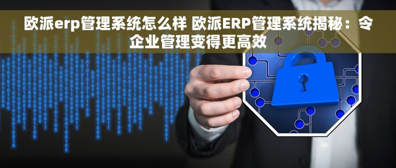 欧派erp管理系统怎么样 欧派ERP管理系统揭秘：令企业管理变得更高效