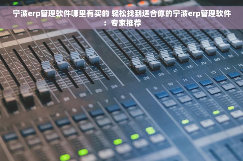 宁波erp管理软件哪里有买的 轻松找到适合你的宁波erp管理软件：专家推荐