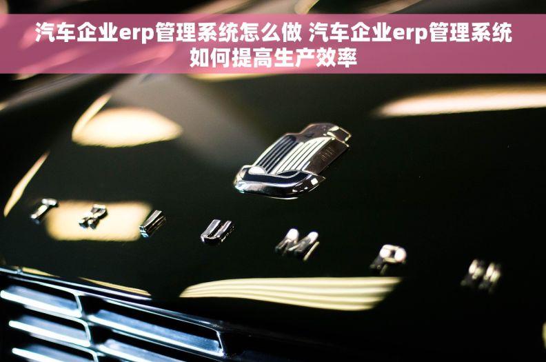 汽车企业erp管理系统怎么做 汽车企业erp管理系统如何提高生产效率