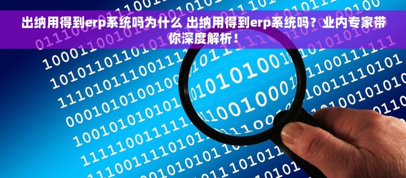 出纳用得到erp系统吗为什么 出纳用得到erp系统吗？业内专家带你深度解析！