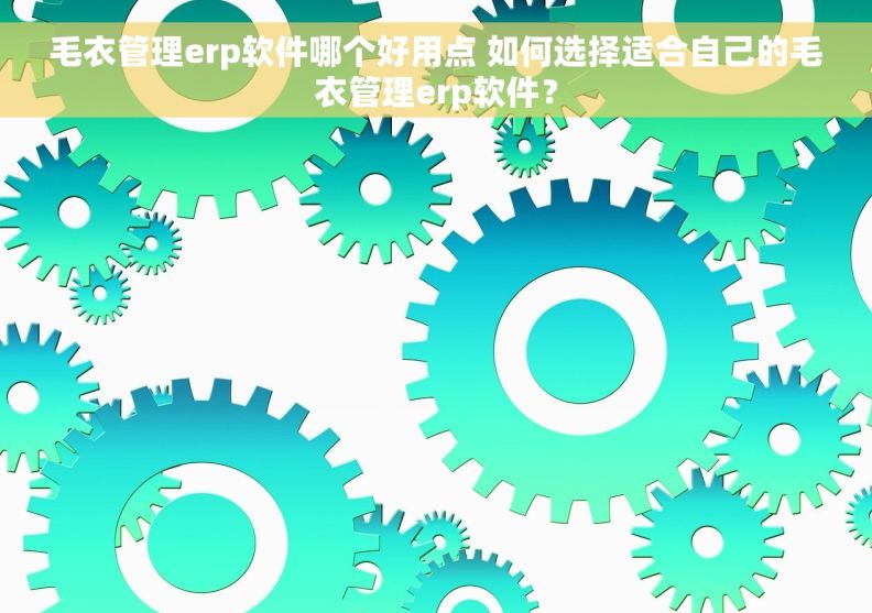 毛衣管理erp软件哪个好用点 如何选择适合自己的毛衣管理erp软件？