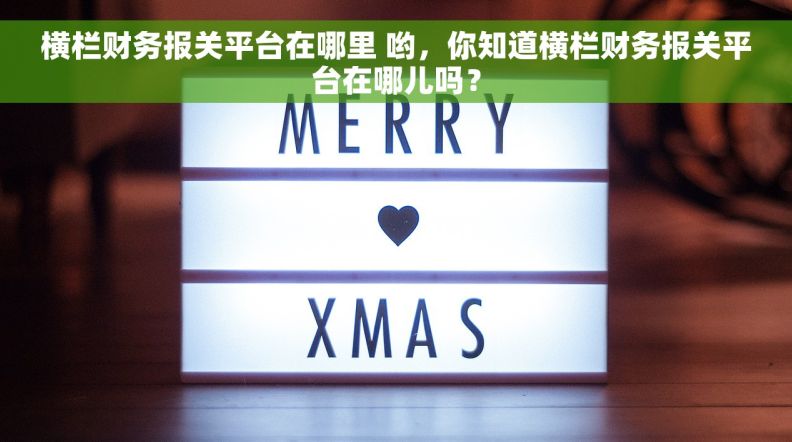 横栏财务报关平台在哪里 哟，你知道横栏财务报关平台在哪儿吗？