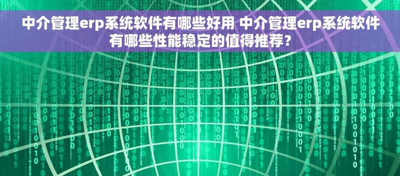 中介管理erp系统软件有哪些好用 中介管理erp系统软件有哪些性能稳定的值得推荐？