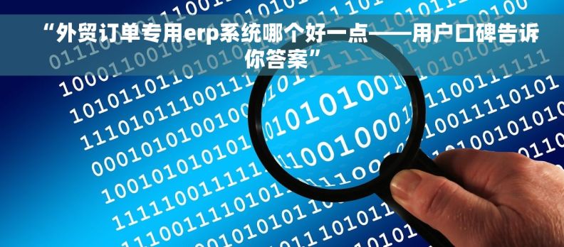 “外贸订单专用erp系统哪个好一点——用户口碑告诉你答案”
