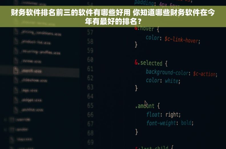 财务软件排名前三的软件有哪些好用 你知道哪些财务软件在今年有最好的排名？