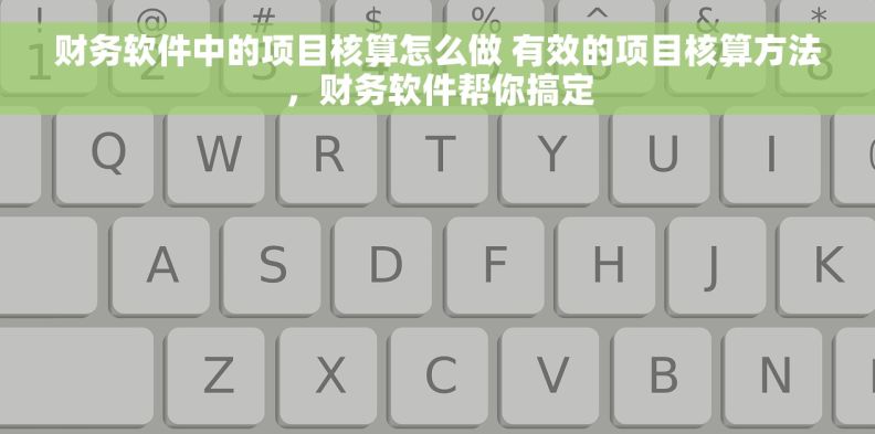 财务软件中的项目核算怎么做 有效的项目核算方法，财务软件帮你搞定