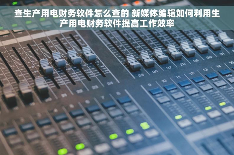 查生产用电财务软件怎么查的 新媒体编辑如何利用生产用电财务软件提高工作效率