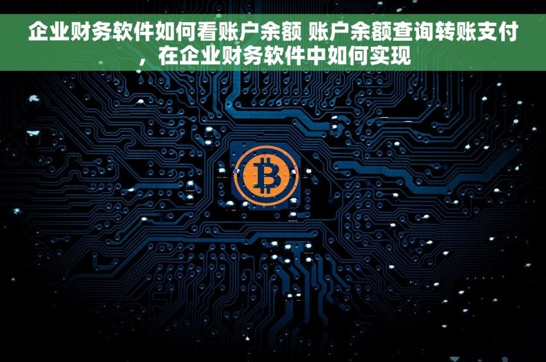 企业财务软件如何看账户余额 账户余额查询转账支付，在企业财务软件中如何实现